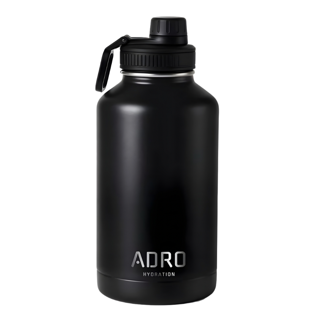 ADRO Large Metal Insulated Water Bottle - Black