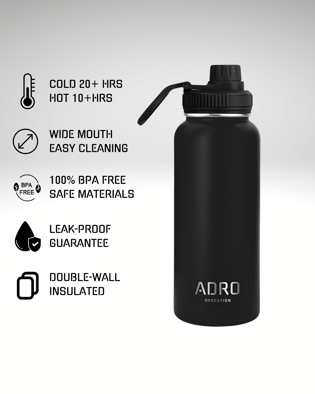 ADRO Medium Metal Insulated Water Bottle