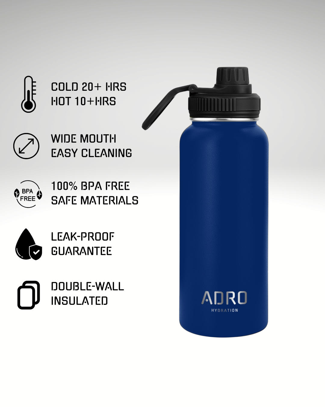 ADRO Medium Metal Insulated Water Bottle