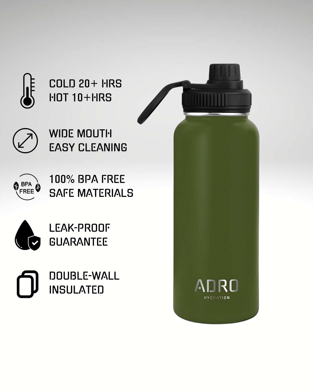 ADRO Medium Metal Insulated Water Bottle